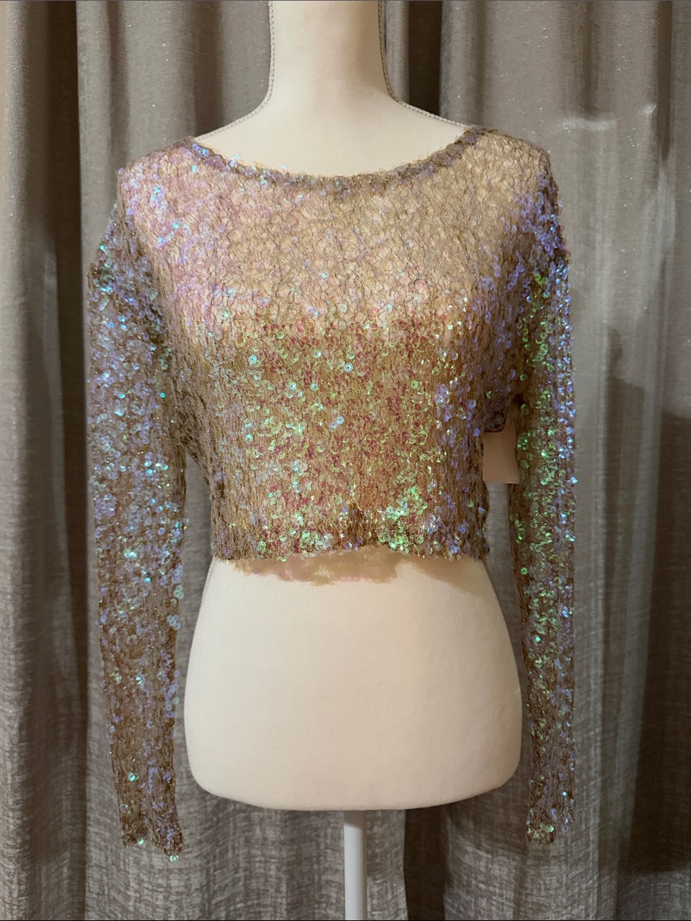 Iridescent Sequin Cropped Top